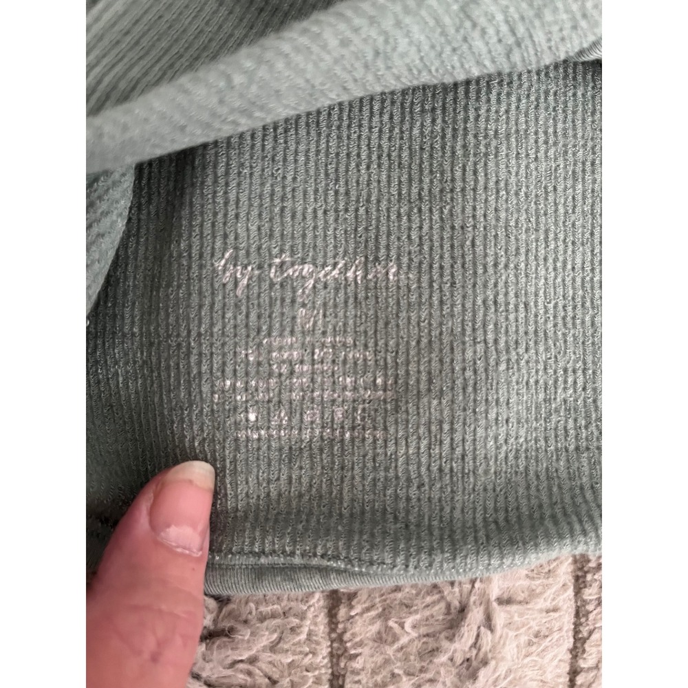 By Together Ribbed Twist Back Crop Tank Top Sage Green Small - Picture 2 of 4